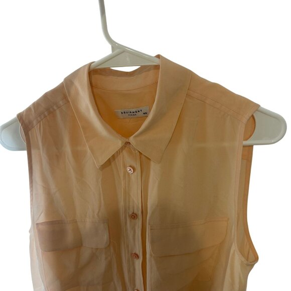 Equipment Femme Sleeveless 100% Silk Blouse Women's Size Medium in Peach EUC! - Picture 5 of 6